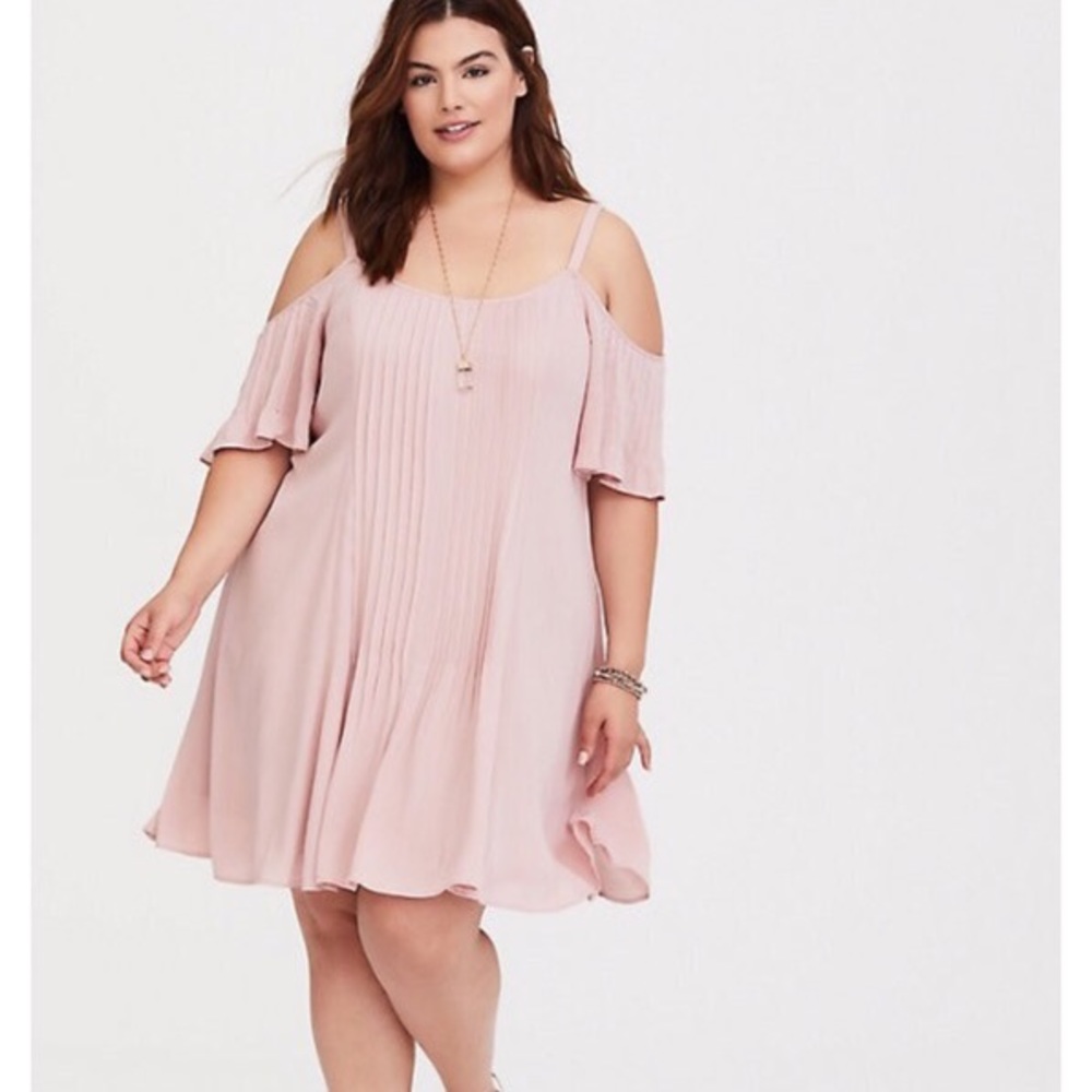TORRID Mauve Cold Shoulder Gauze Trapeze Dress